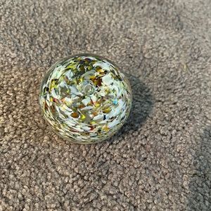 NWOT glass Paperweight with multicolored interior